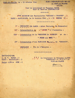 Cue sheet of a radio program broadcatse on Radio Martinique